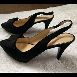 Marc Fisher - MF Fret Black Suede sling-back pump